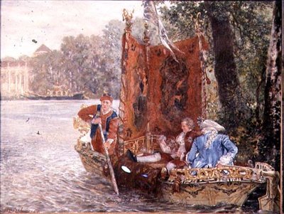 Flodtur ved Rheinsburg, 1860 (olie) af Adolph Menzel