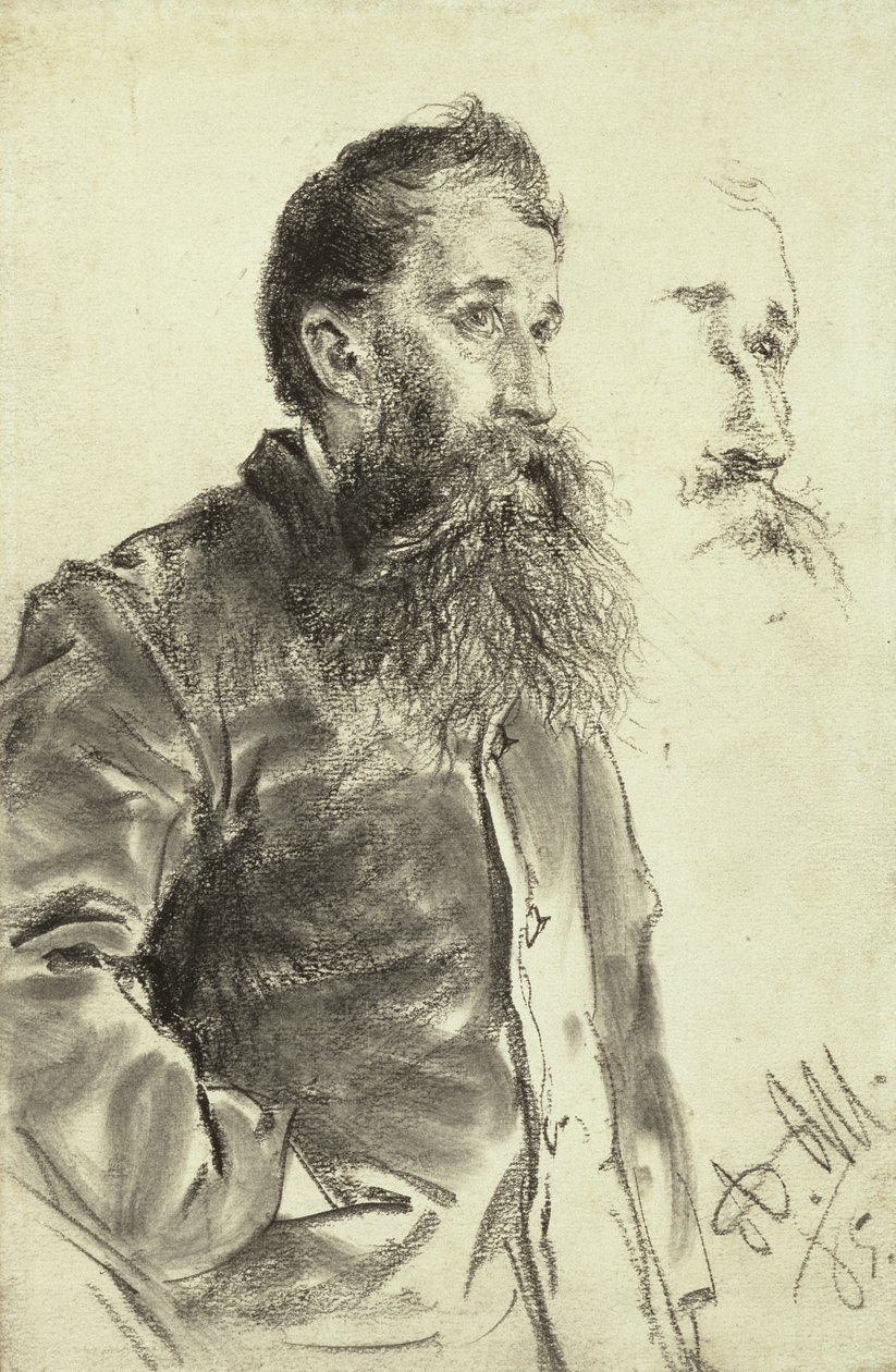 Studie af en mand med skæg, hånden i lommen, 1885 af Adolph Menzel