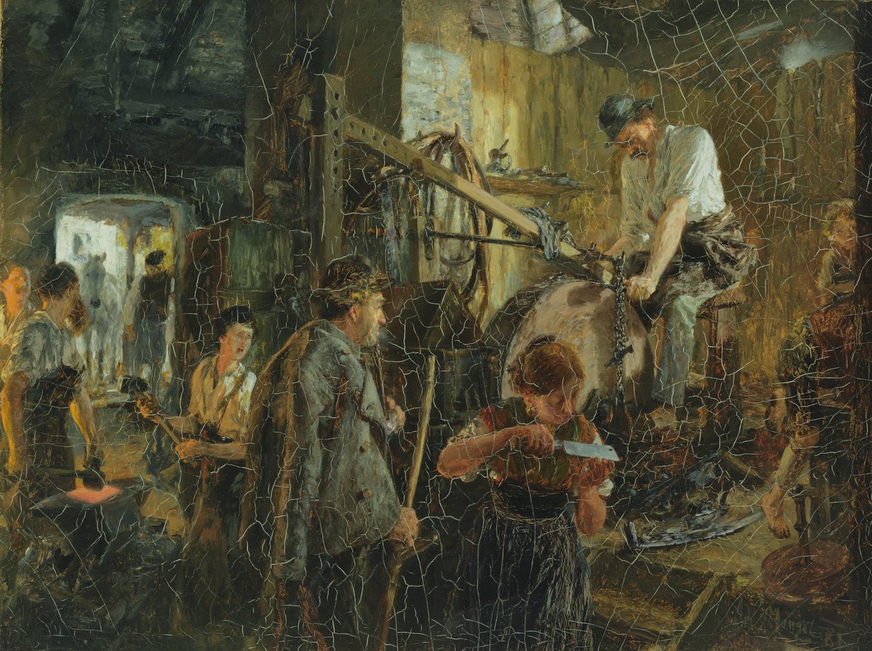 Knivsliberen ved smedjen i Hofgastein, 1881 af Adolph Menzel