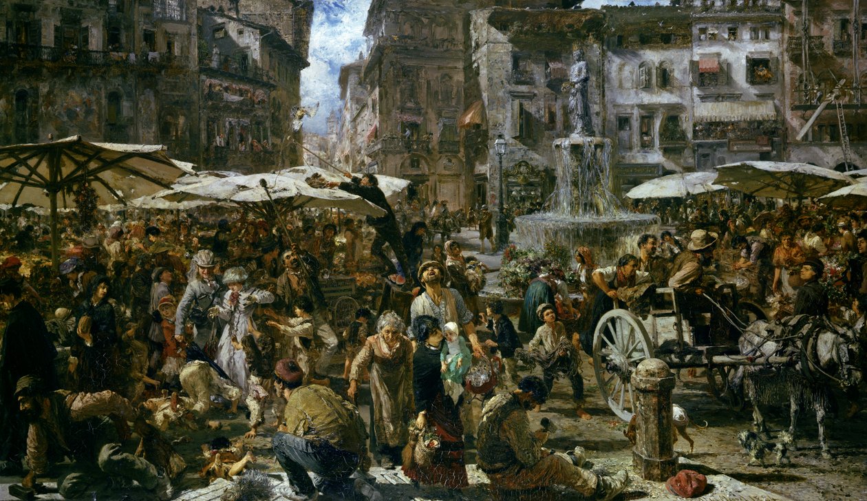 Markedet i Verona af Adolph Menzel