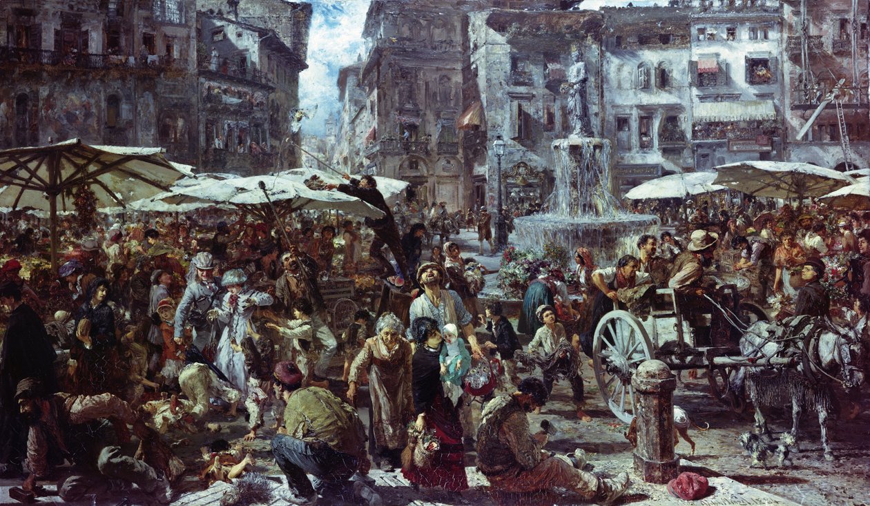 Markedet i Verona af Adolph Menzel