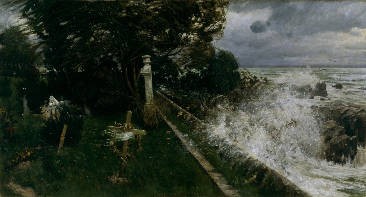 Kirkegård ved havet af Adolf Hiremy Hirschl