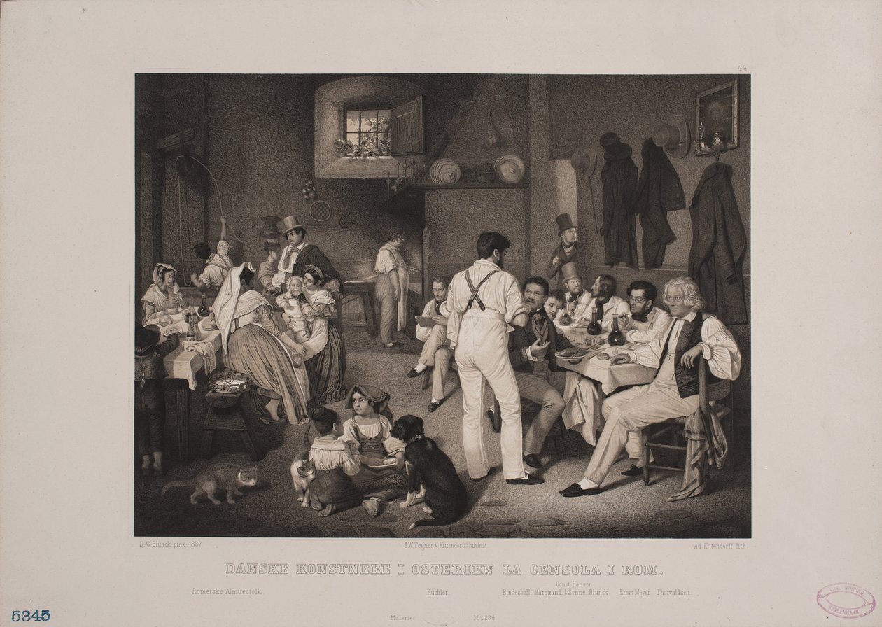 Danske kunstnere i Osteria la Gensola i Rom af Johan Adolph Kittendorff