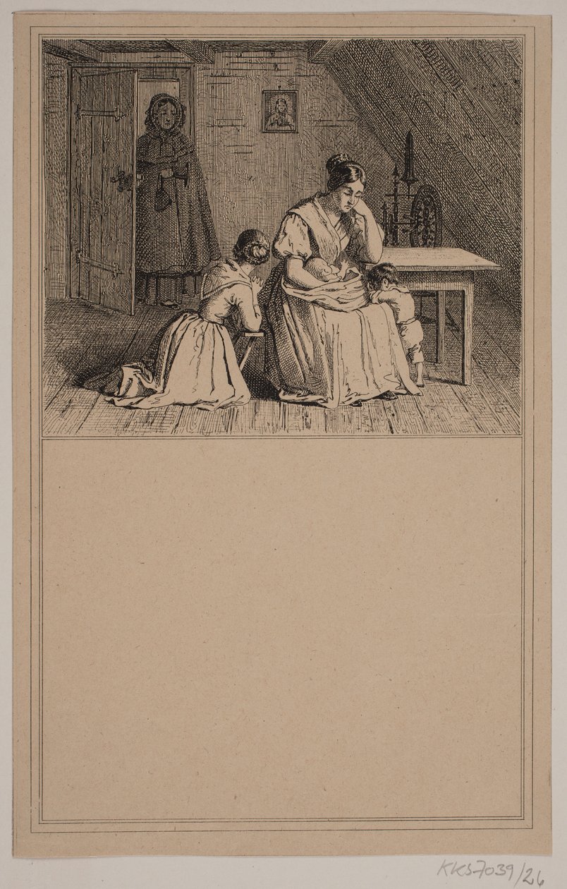En fattig familie. Nr. 25 i Chr. Winther og M. Rørbye, "25 Billeder for små børn" af Johan Adolph Kittendorff
