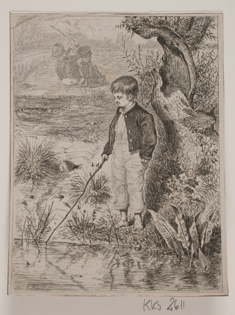 En fiskende dreng af Johan Adolph Kittendorff