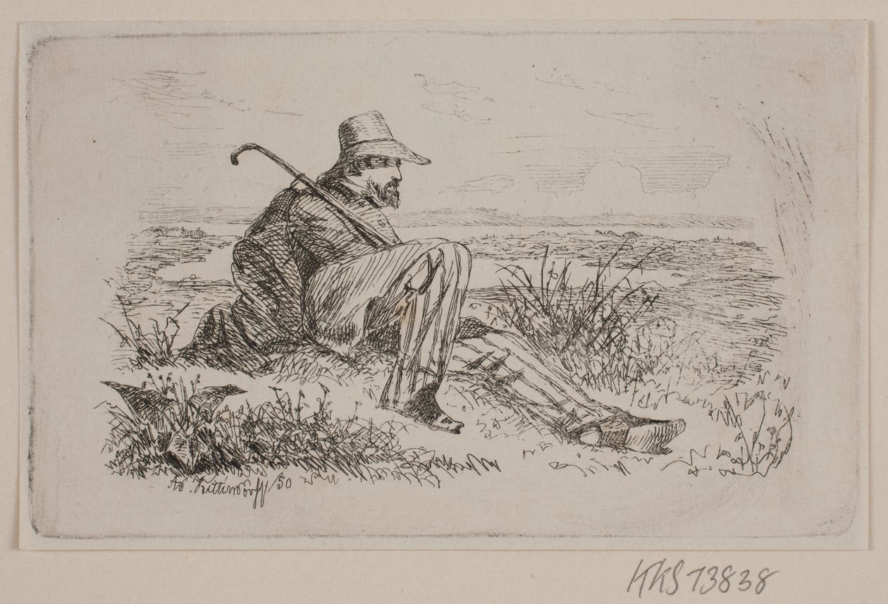 En siddende vandrer af Johan Adolph Kittendorff
