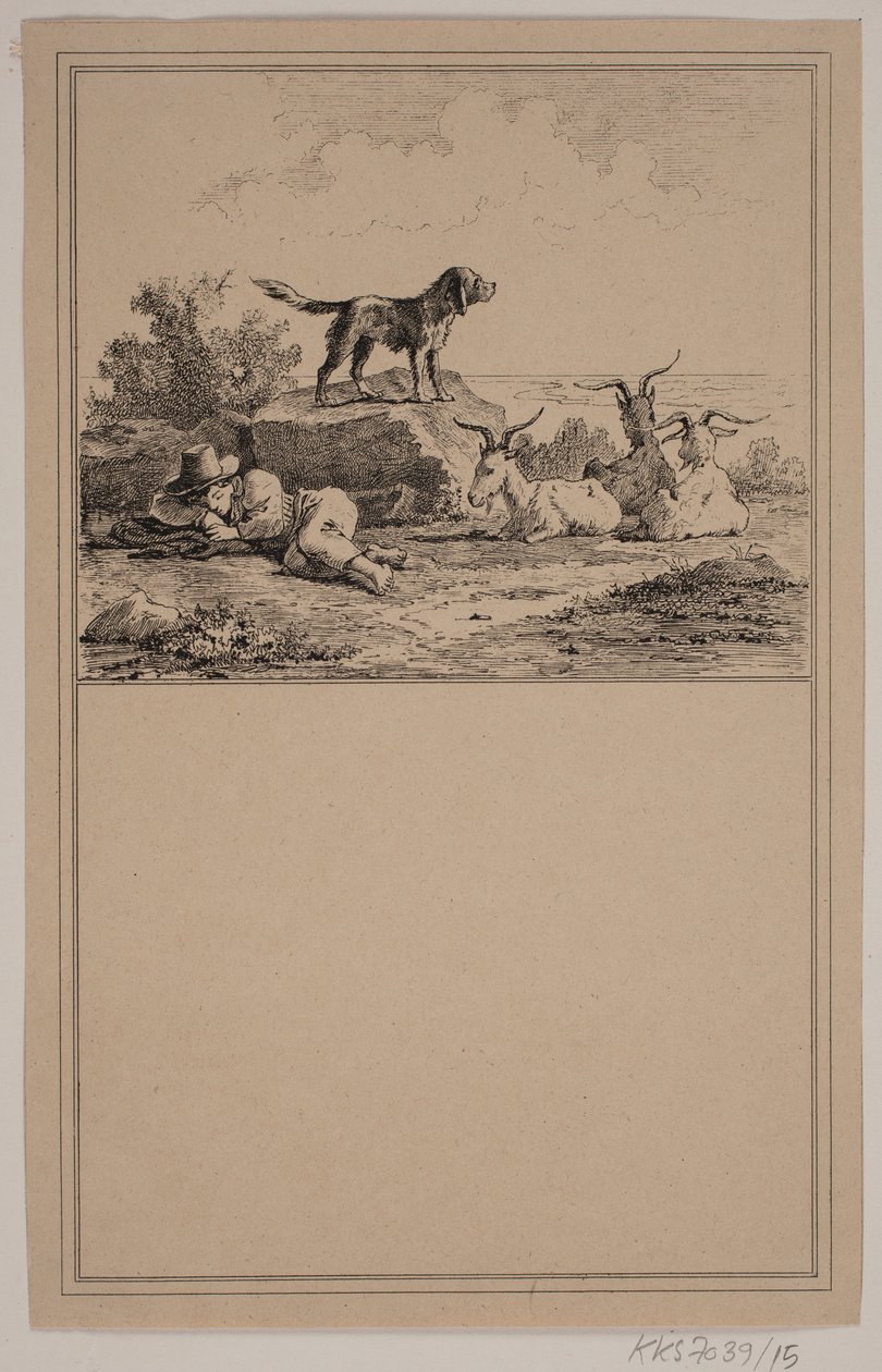 Hyrdedrengen. Nr. 14 i Chr. Winther og M. Rørbye, "25 Billeder for små børn" af Johan Adolph Kittendorff