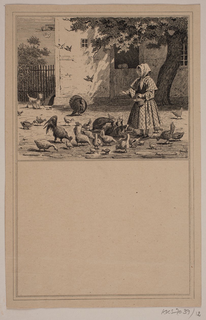 I hønsegården. Nr. 11 i Chr. Winther og M. Rørbye, "25 Billeder for små børn" af Johan Adolph Kittendorff