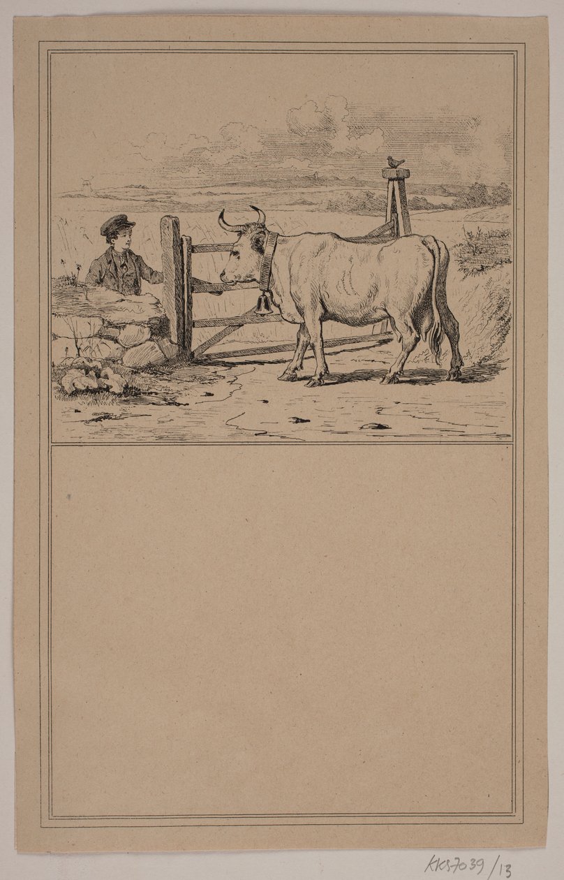 Koen og drengen. Nr. 12 i Chr. Winther og M. Rørbye, "25 Billeder for små børn" af Johan Adolph Kittendorff
