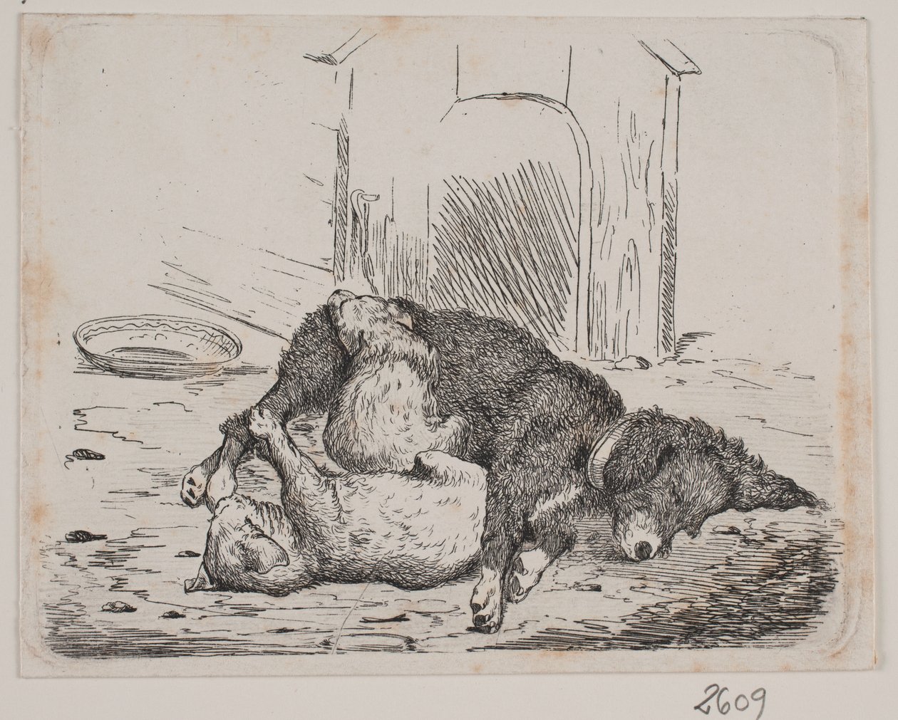 Lænkehund med hvalp af Johan Adolph Kittendorff