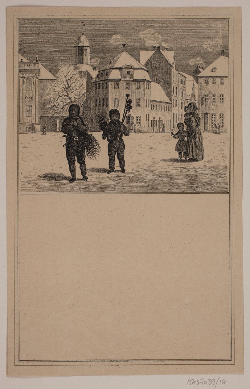 Skorstensfejerne. Nr. 16 i Chr. Winther og M. Rørbye, "25 Billeder for små børn" af Johan Adolph Kittendorff