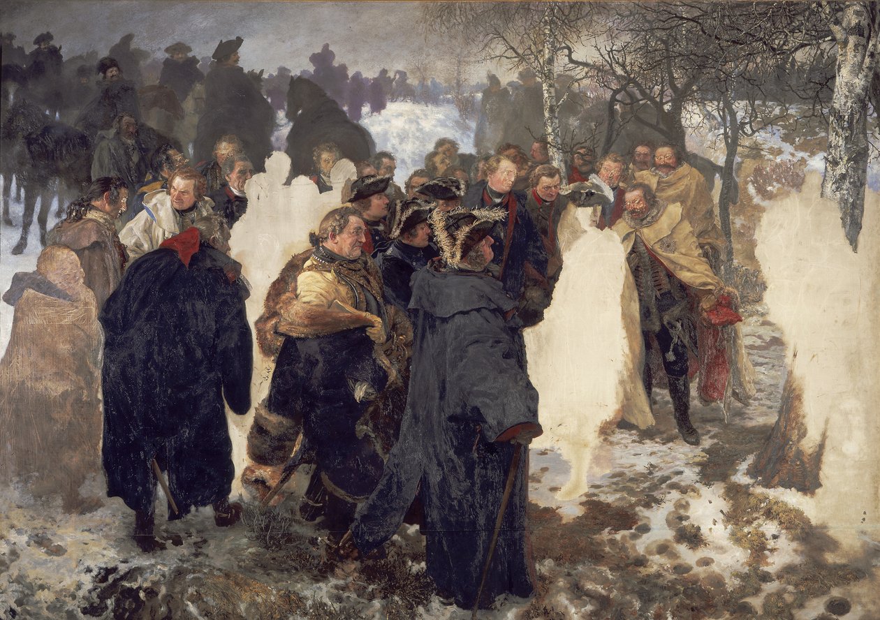 Frederik den Stores tale til sine generaler før slaget ved Leuthen 1757. Ufuldendt af Adolph Menzel