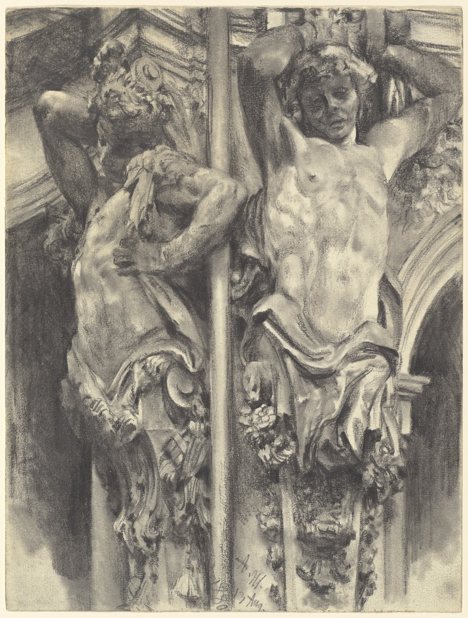 Atlas på Wallpavillon af Dresden Zwinger af Adolph Menzel