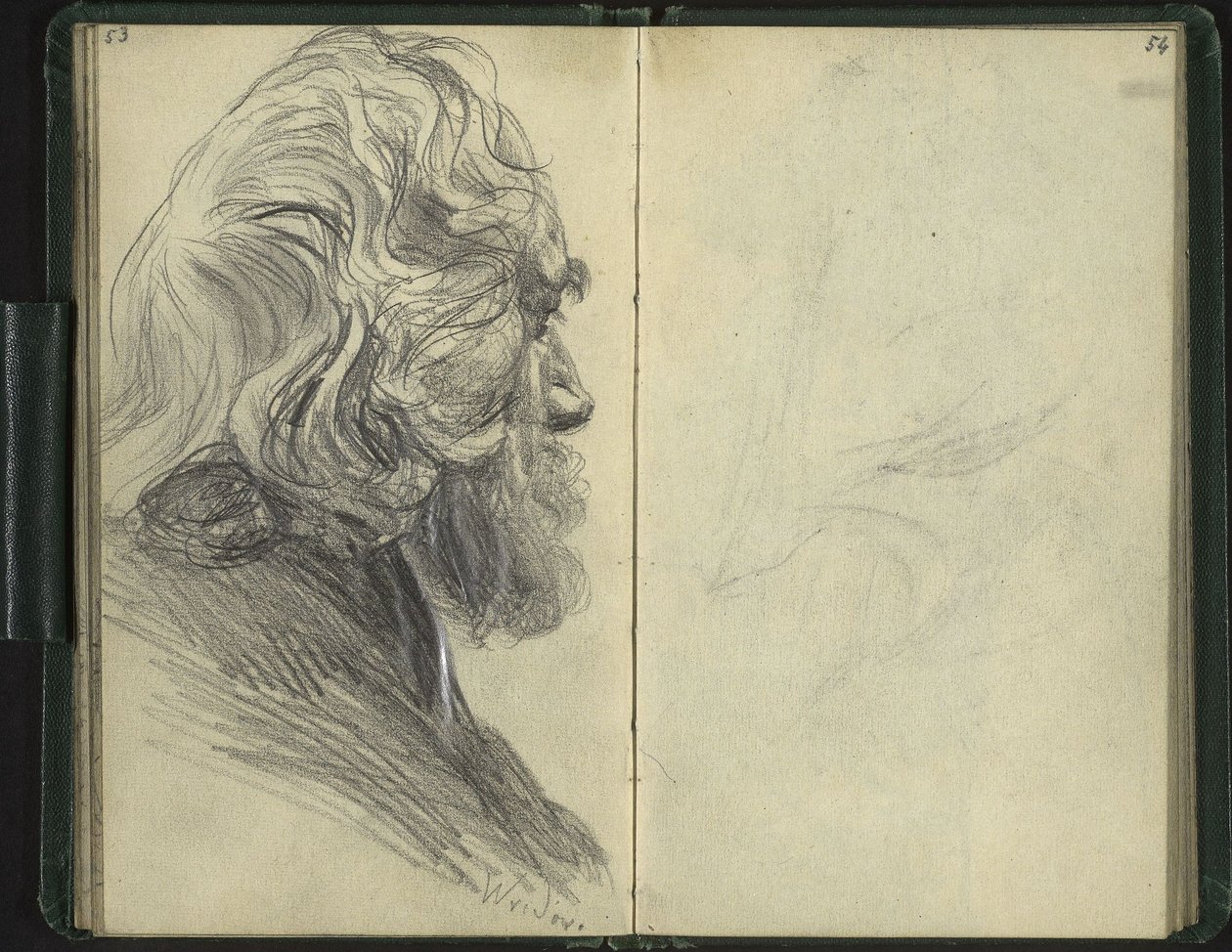 Skægget mand i forvrænget profil af Adolph Menzel