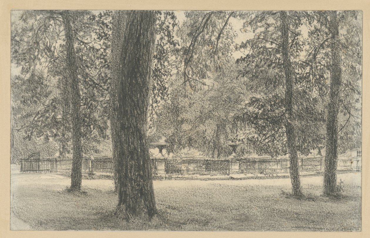Balustrade ved indgangen til Sanssouci-parken af Adolph Menzel