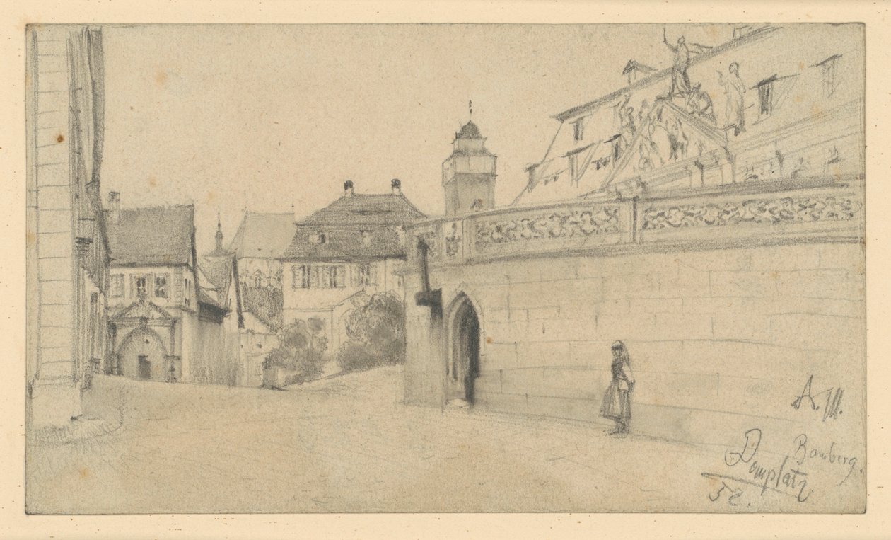 Bamberg. Domplatz mellem Domplatz 1 og Domkranz mod syd af Adolph Menzel