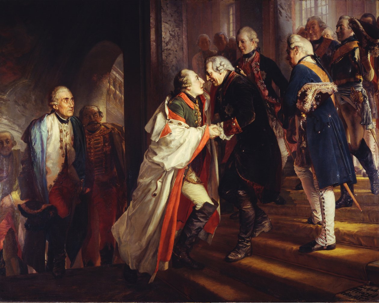 Mødet mellem Frederik II og kejser Joseph II i Neiße i 1769 af Adolph Menzel