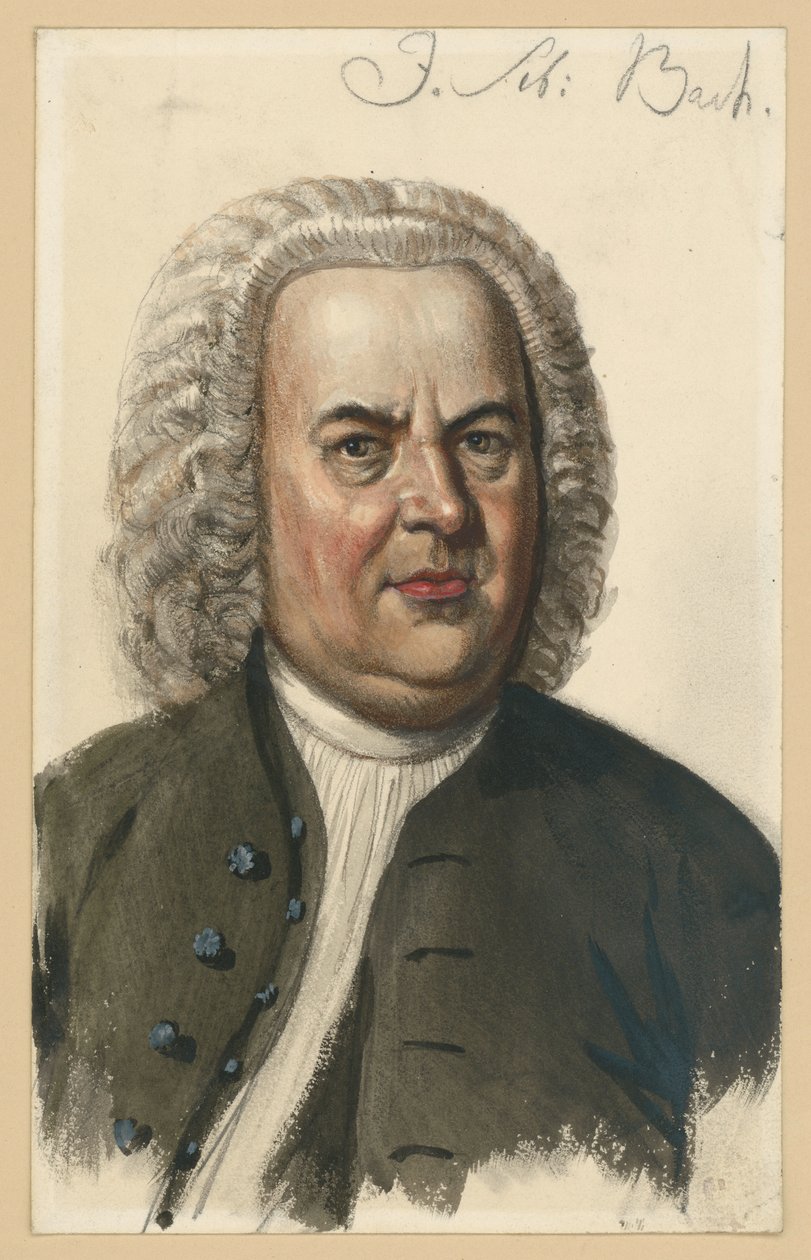 Portræt af Johann Sebastian Bach, brystbillede en face efter maleriet af Elias Gottlob Haussmann af Adolph Menzel