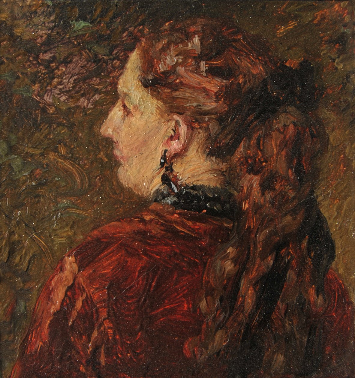 Portræt af en dame. Miniature fra Löwe-samlingen af Adolph Menzel