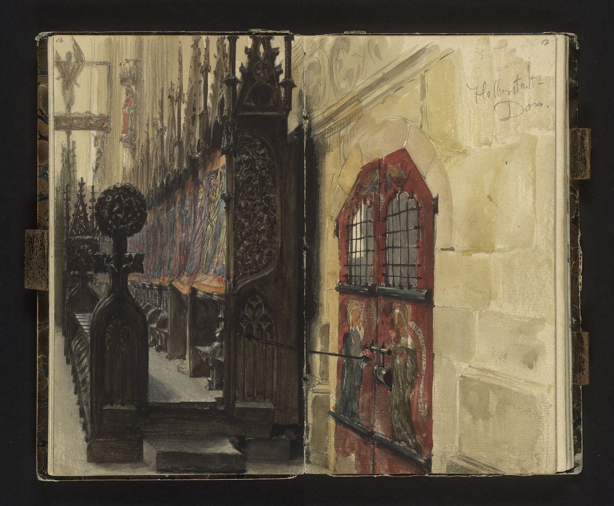 Udsigt over korstole i katedralen i Halberstadt af Adolph Menzel