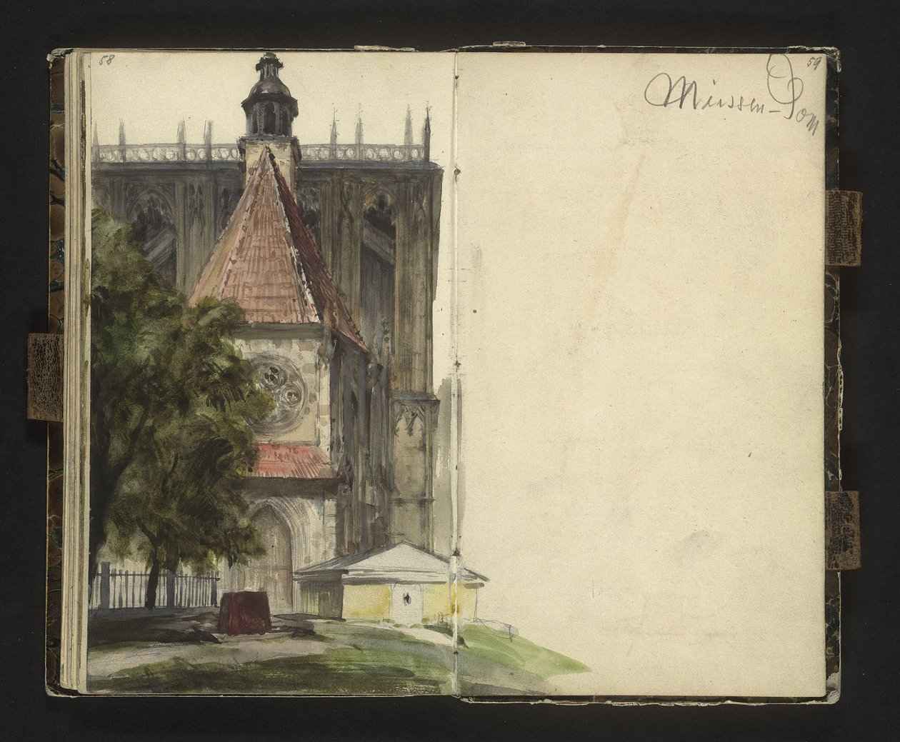 Udsigt til indgangen til Meissen-katedralen af Adolph Menzel