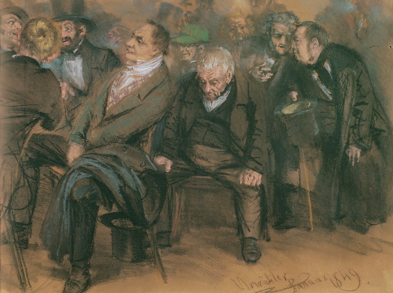 Borgerlige tyskere i et offentligt møde, 1849 (pastel på papir) af Adolph Menzel