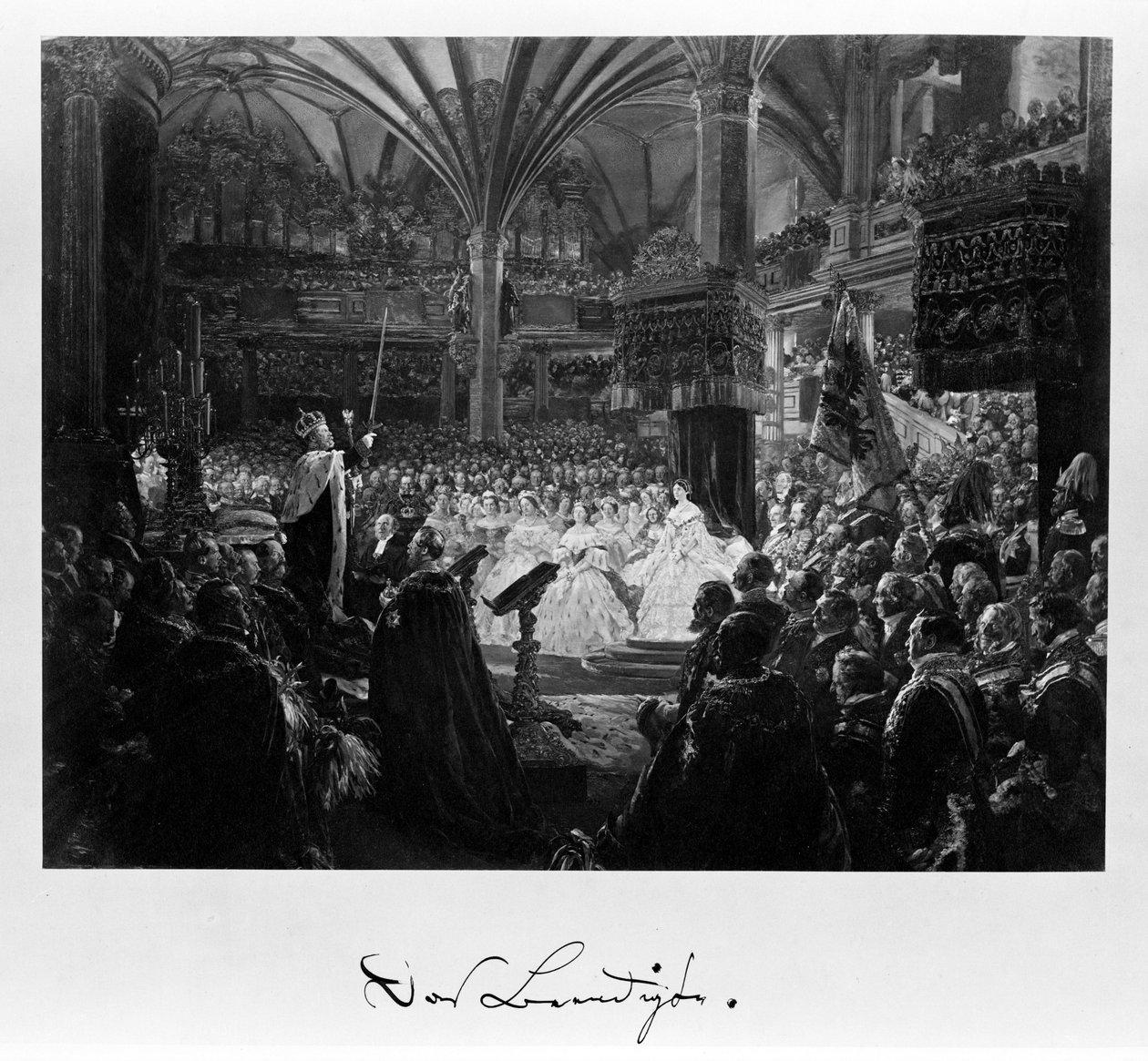 "Det afsluttede"; fotografi fra kroningsalbummet af Adolph Menzel