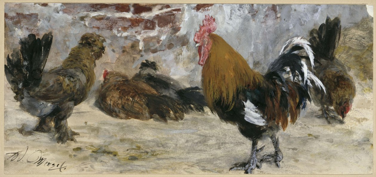 Hanegal og høns. Fra „Børnealbummet“ af Adolph Menzel