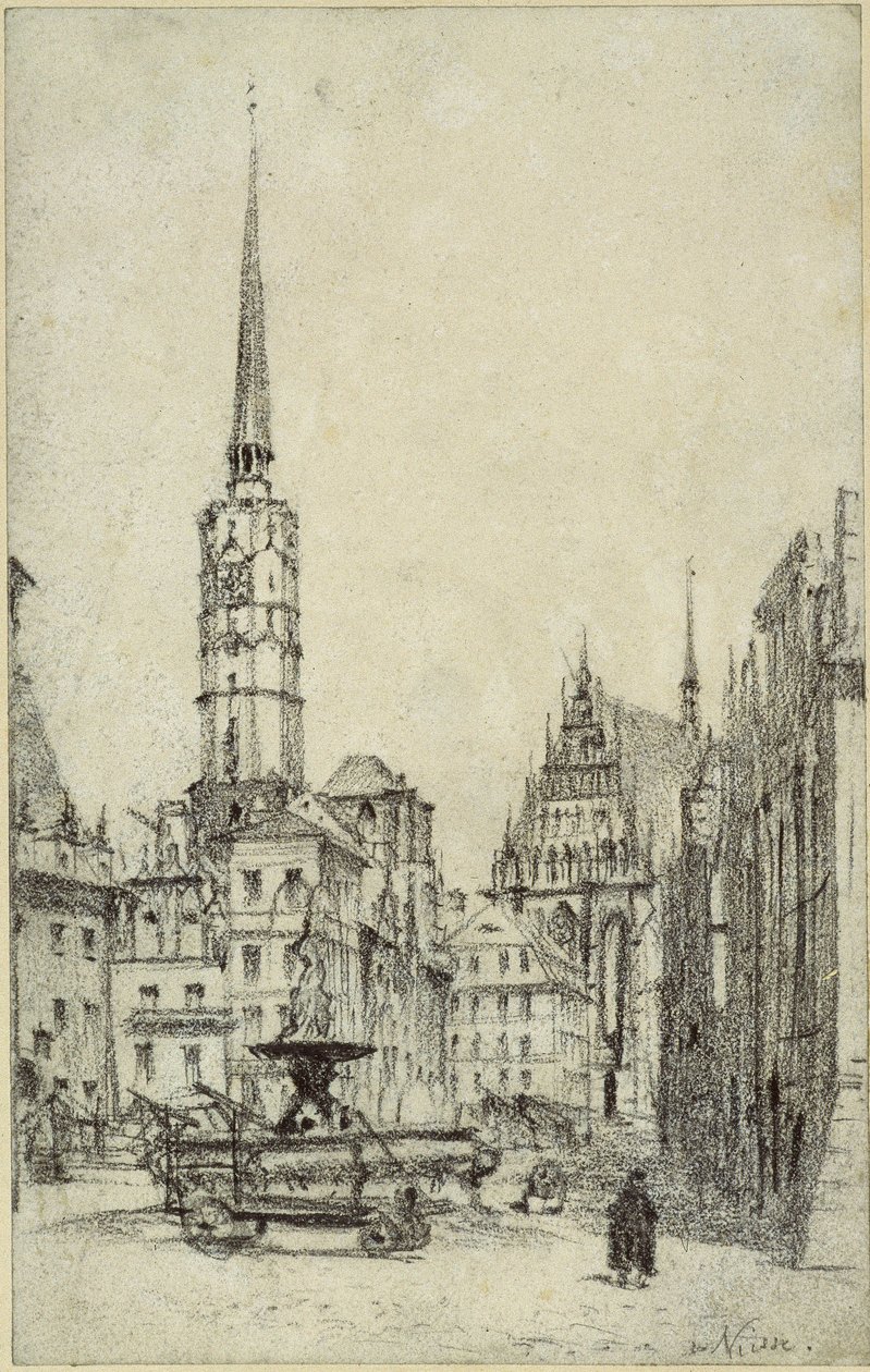 Torvet i Neisse af Adolph Menzel