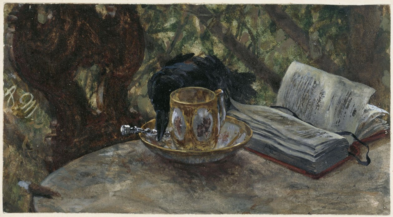 Ravnen, der stjæler en sølvske. Fra "Børnealbummet" af Adolph Menzel