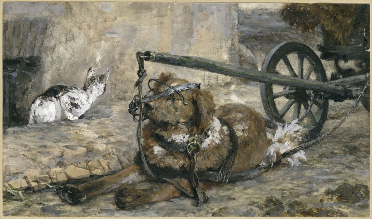 Den stående hund og katten. Fra „Børnealbummet“ af Adolph Menzel