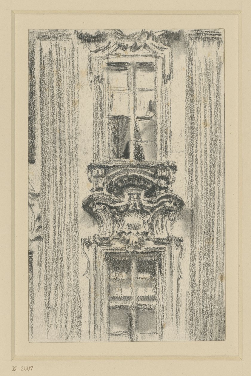 Detalje af facaden på British Hotel i Dresden af Adolph Menzel