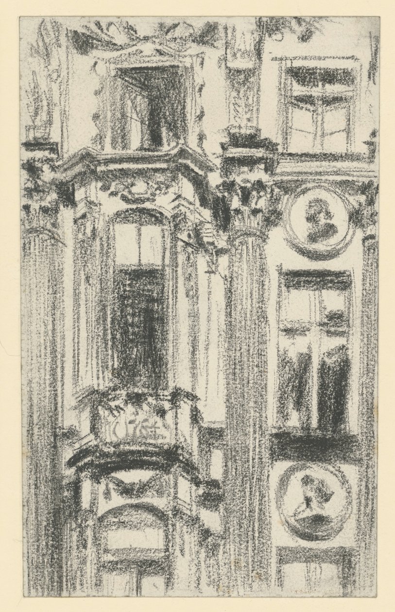 Detalje af den midterste fremspringende del af Palais du Saxe i Dresden af Adolph Menzel