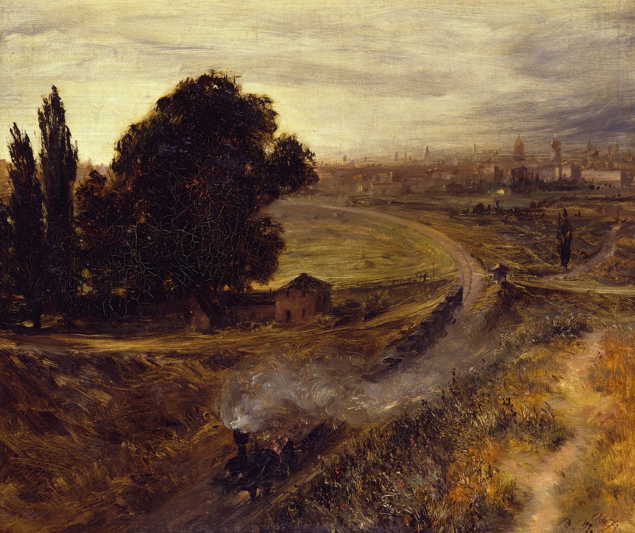 Jernbanen Berlin-Potsdam af Adolph Menzel