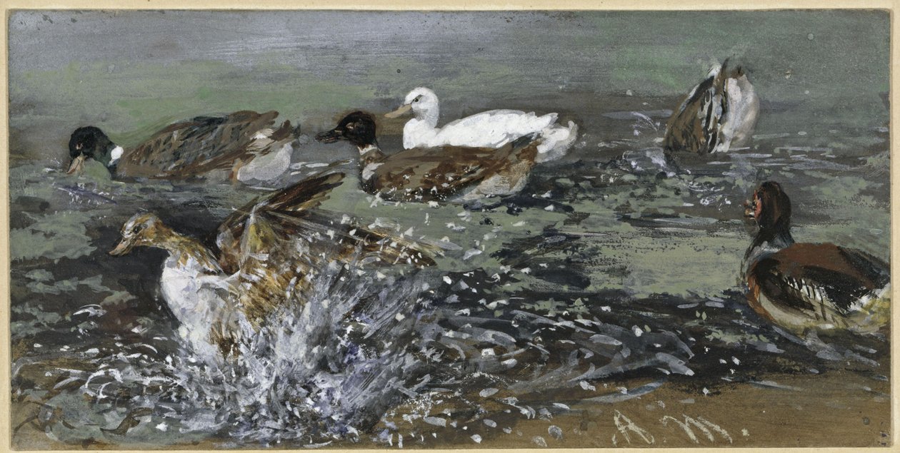 Ænderne i vandet. Fra „Børnealbummet“ af Adolph Menzel