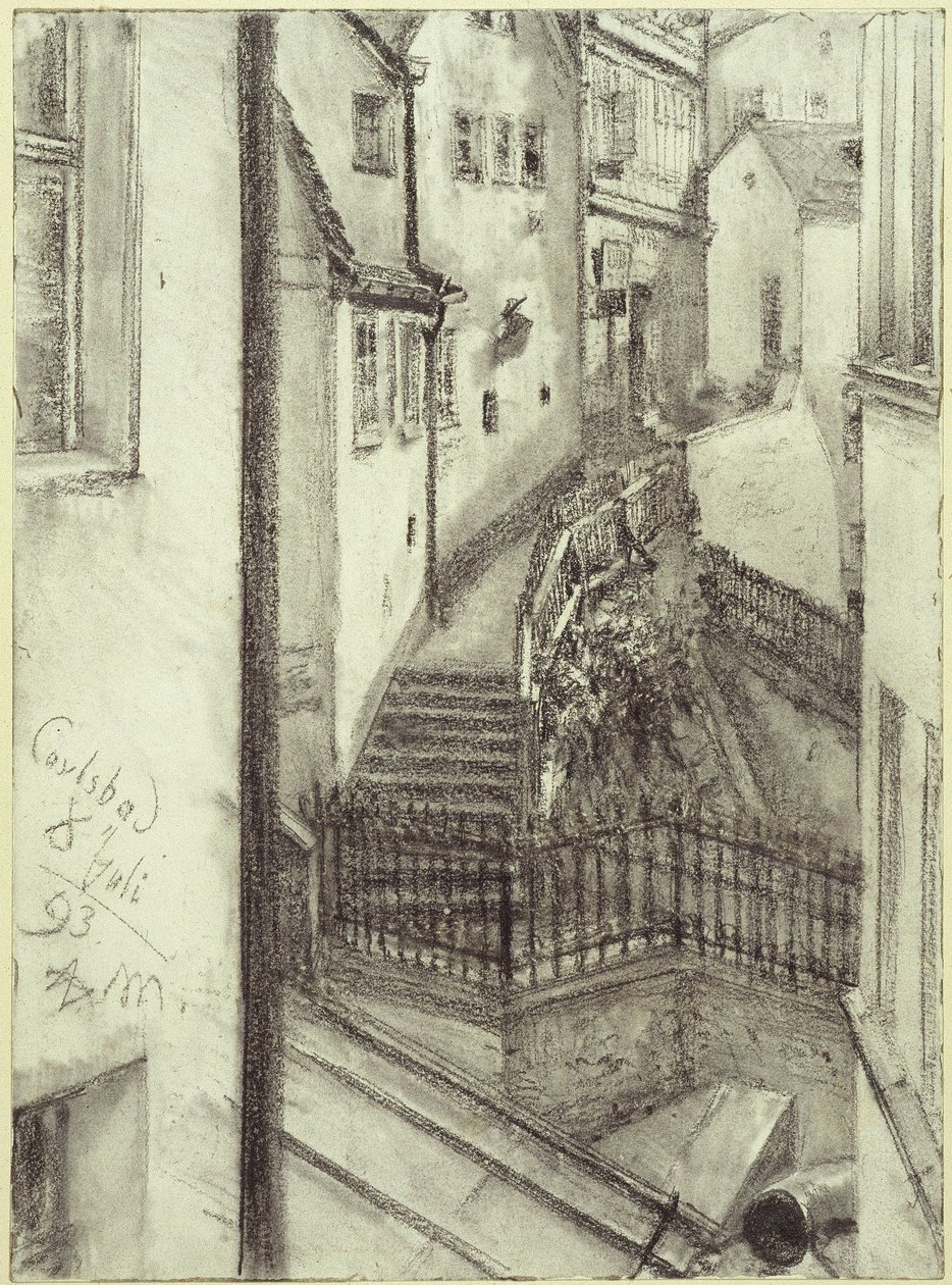 Stiegengasse i Karlsbad af Adolph Menzel