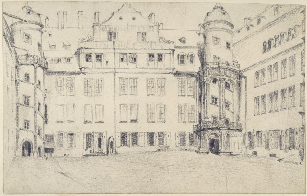 Den vestlige side af den store slotsgård i Dresden af Adolph Menzel