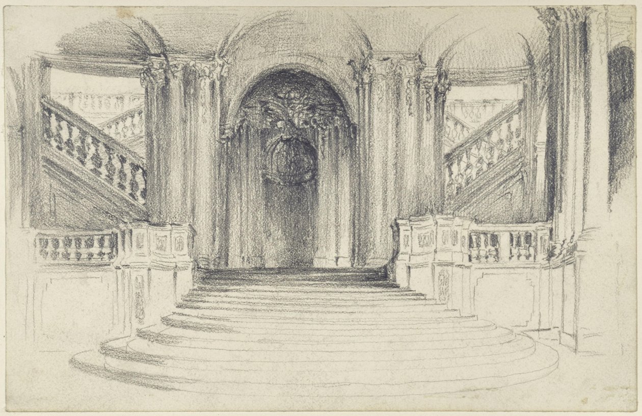 Trappen på gårdsiden af Wallpavillonen i Zwinger i Dresden af Adolph Menzel