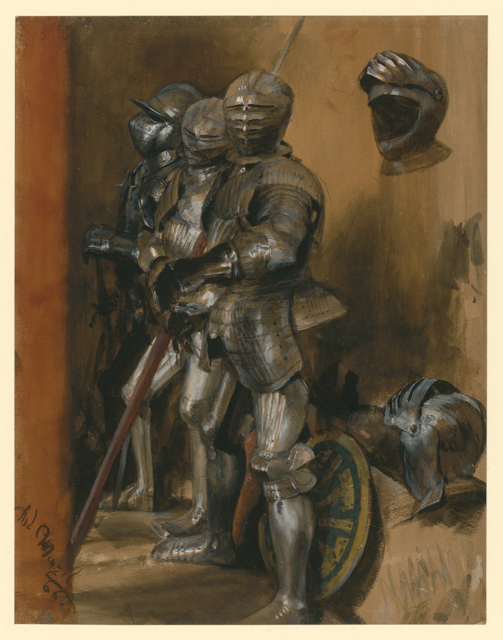 Tre rustninger og to hjelme af Adolph Menzel