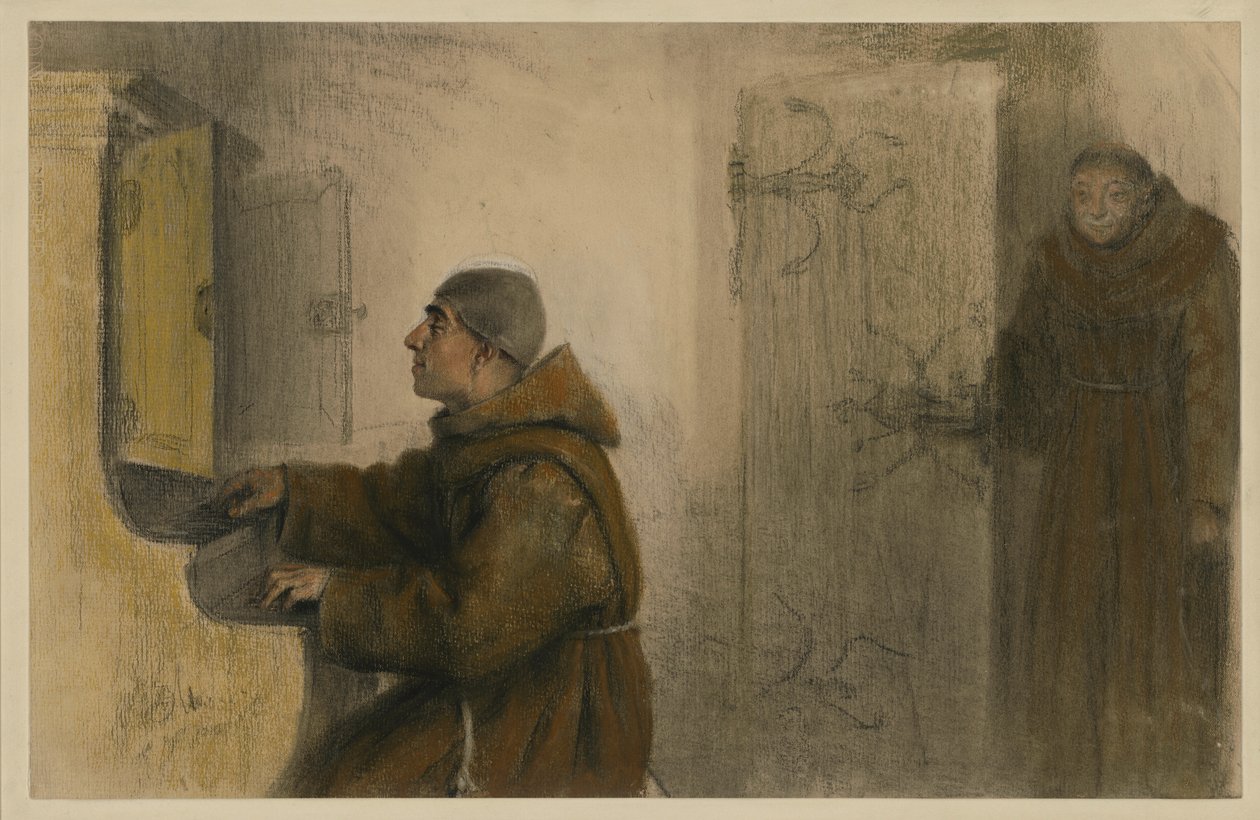 En blind munk, der spiller på orglet af Adolph Menzel