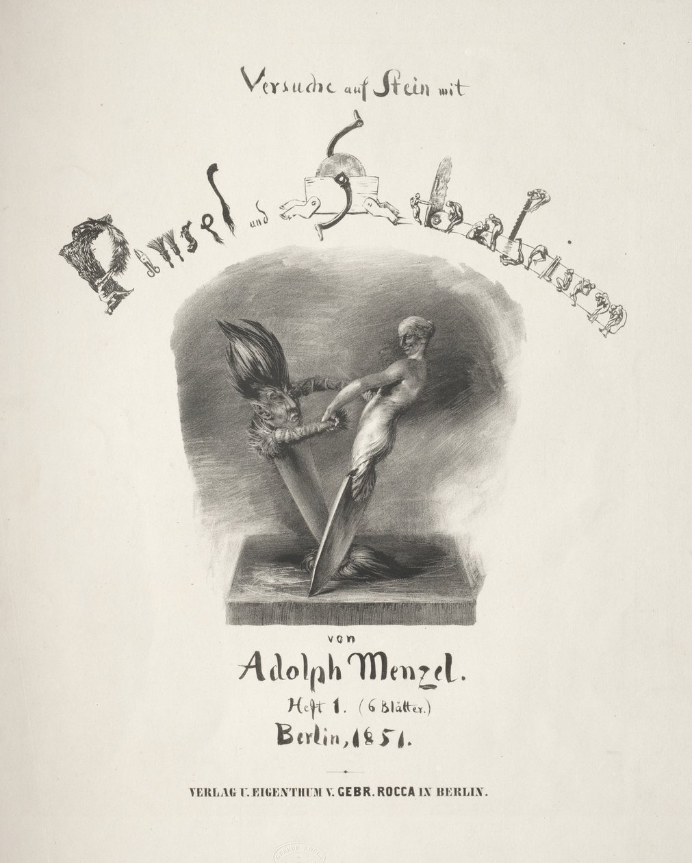 Essay om sten med børste og skraber, 1851. af Adolph Menzel