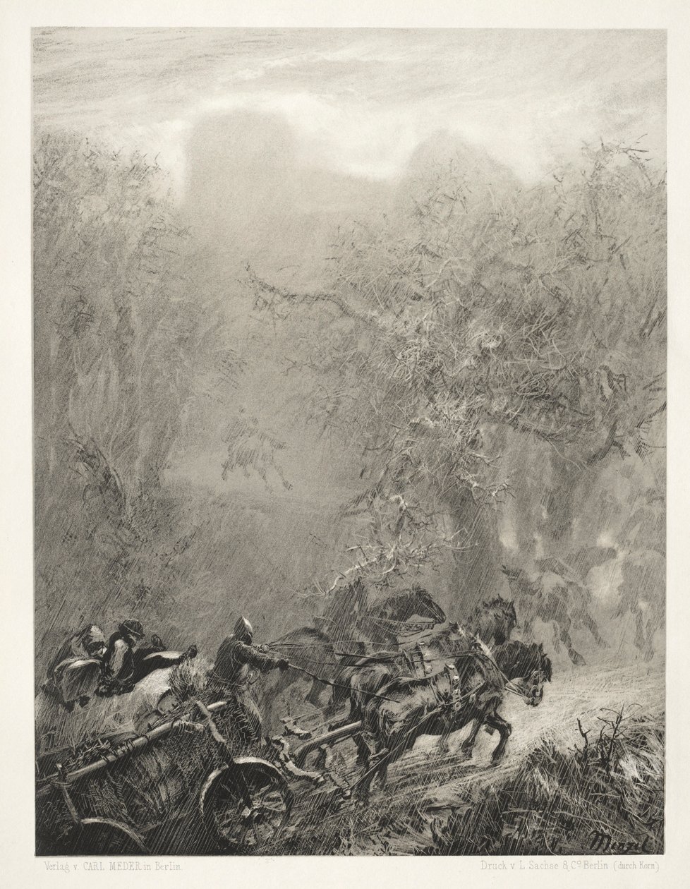 Essay om Stone with Brush and Scraper: The Convoy of Prisoners through a Woods, 1851. af Adolph Menzel
