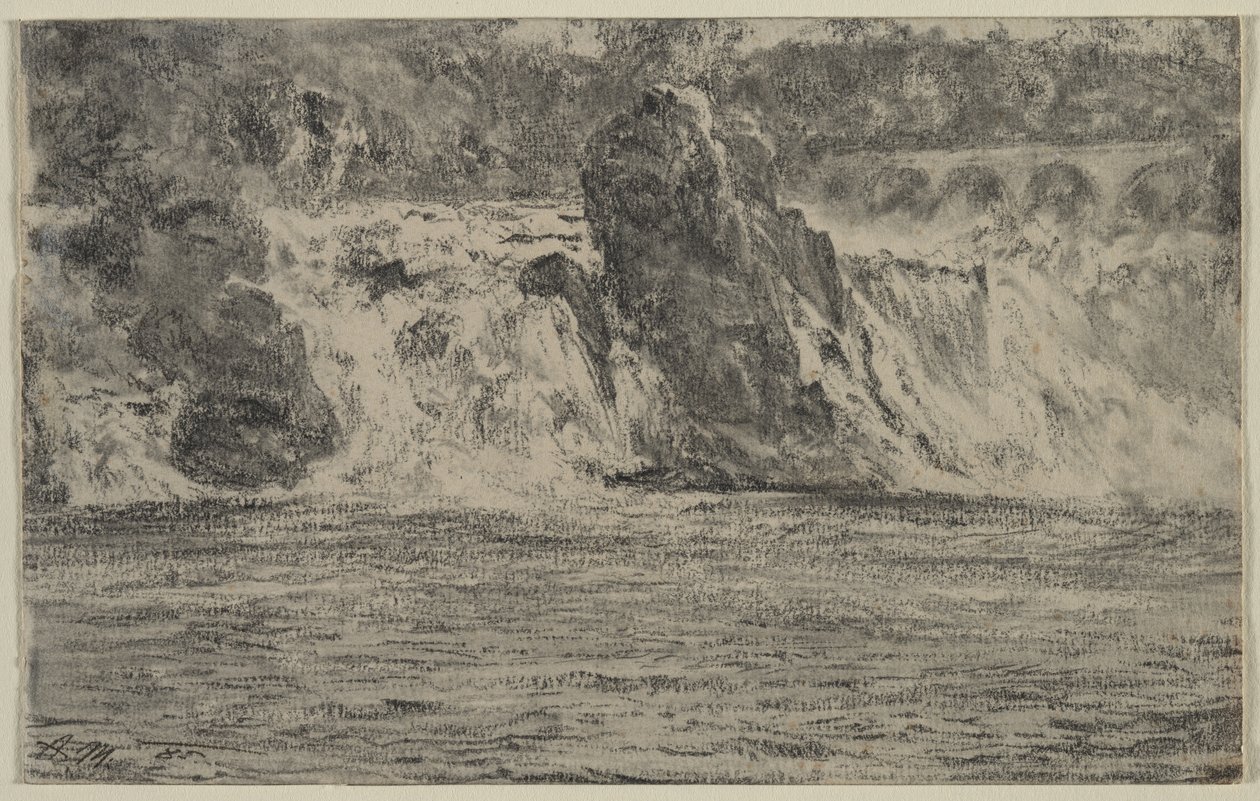 Falls of the Rhine at Schaffhausen Rhin Falls fra Schaffhausen, 1885. af Adolph Menzel