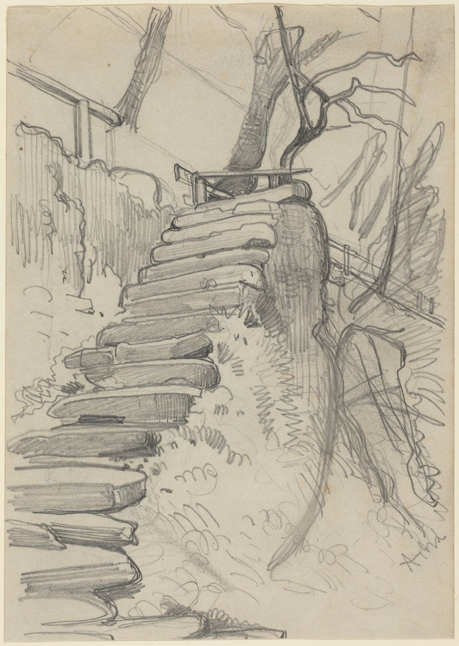 En stentrappe i en have af Adolph Menzel