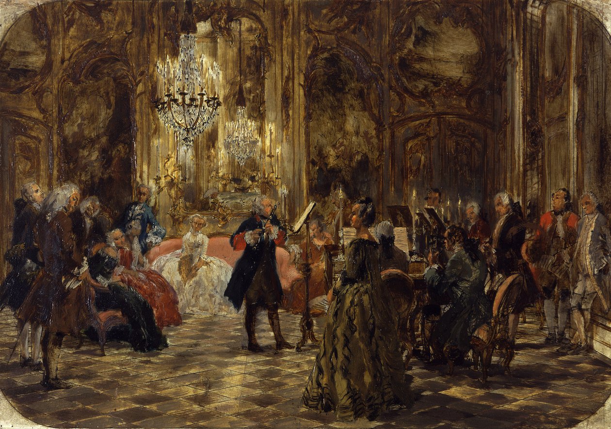Frederik den Stores fløjtekoncert i Sanssouci. Skitse af Adolph Menzel