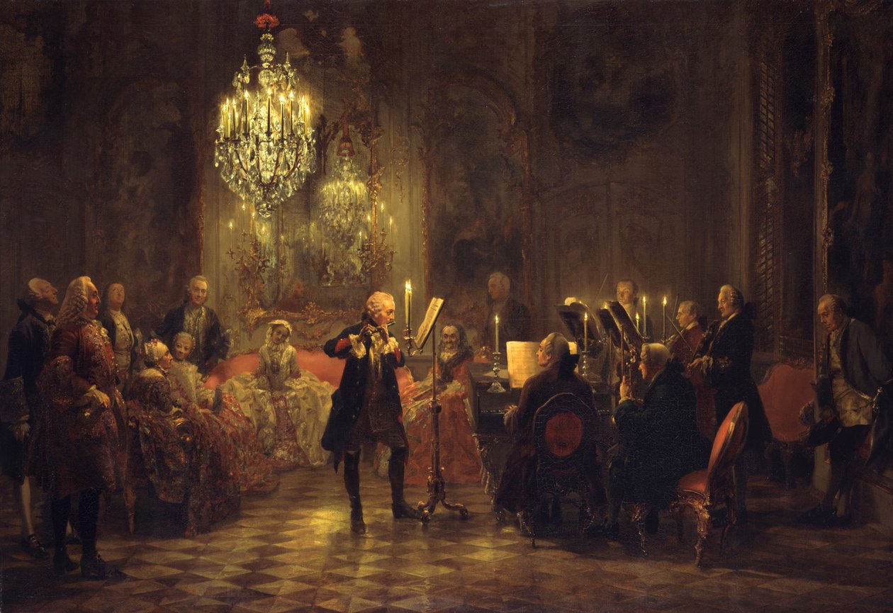 Kong Frederik II’s fløjtekoncert i Sanssouci af Adolph Menzel