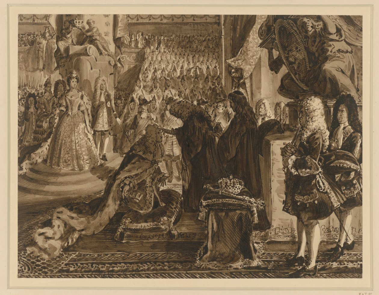 Friederik I, konge af Preussen, kronet i Königsberg den 18. januar 1701. Udkast til »Minder fra den brandenburgsk-preussiske historie« af Adolph Menzel