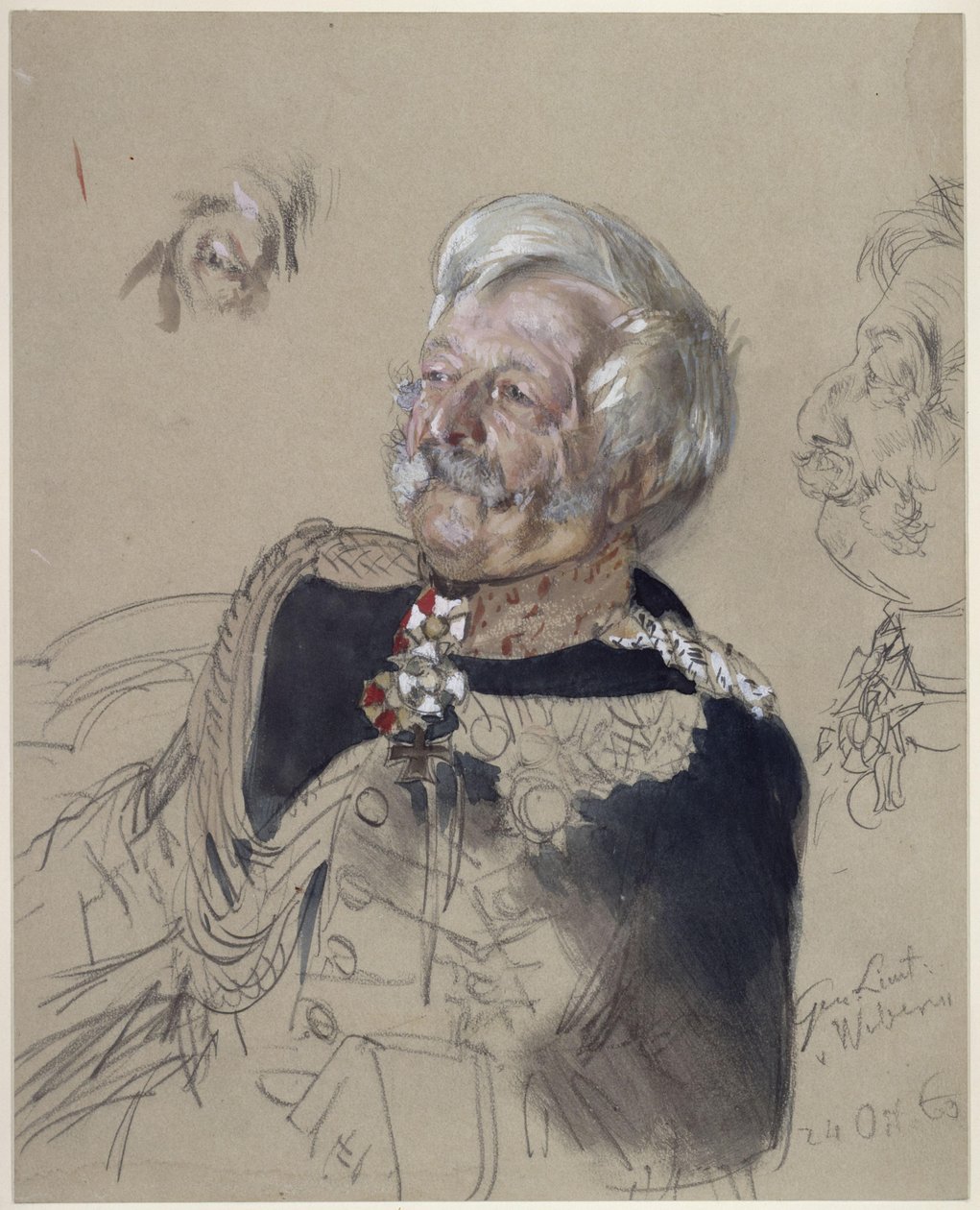 Generalløjtnant von Webern. Studie til maleriet «Kroningen af Wilhelm 1. i Königsberg» af Adolph Menzel