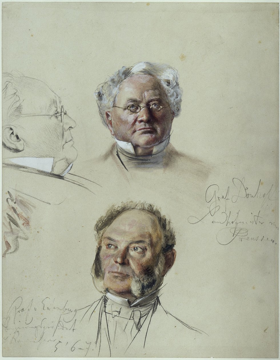Greve Eulenburg og greve Dönhoff. Studie til maleriet »Kroningen af Wilhelm I i Königsberg« af Adolph Menzel