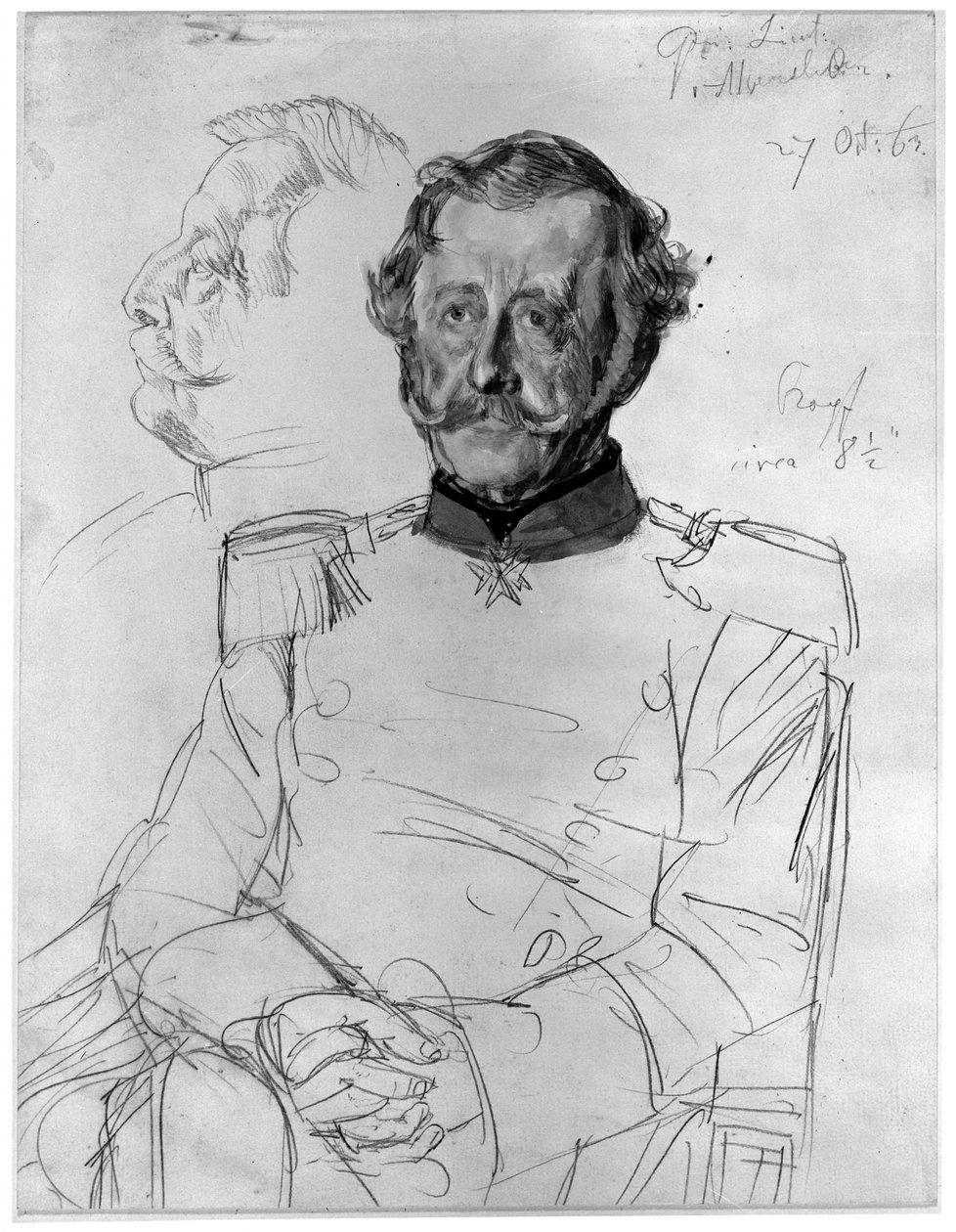 Gustav von Alvensleben. Studie til maleriet "Kroningen af Wilhelm I i Königsberg" af Adolph Menzel